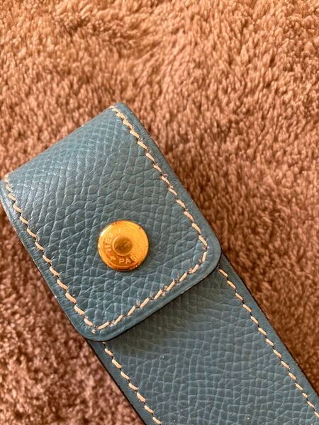 ★エルメスガムケースブルージーン印鑑やリップ口紅直営店購入美品 HERMES