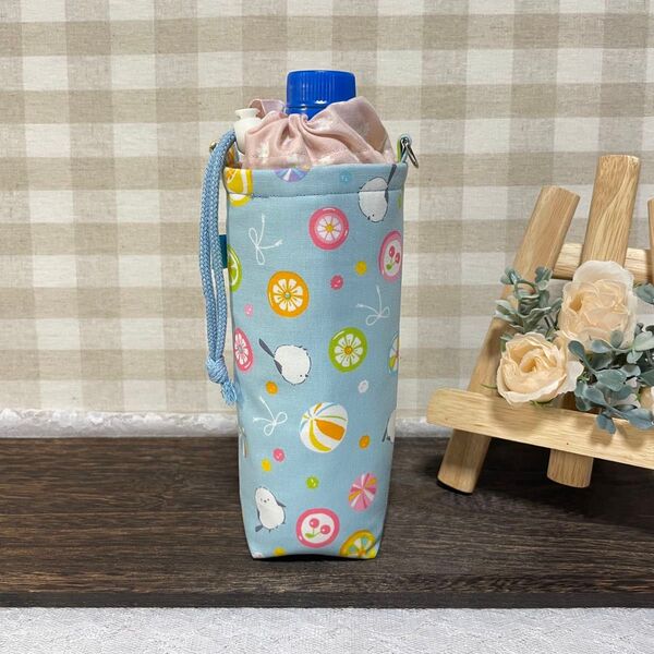 ペットボトルカバーハンドメイド シマエナガと飴菓子と