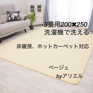 新品 3畳タイプ 防ダニ仕様 洗える フランネルラグ アイボリー