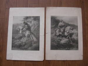 Art hand Auction Pre-war Taisho to early Showa period Arab natives monochrome painting and print Purebred Arab stallion etc. *A-564, antique, collection, printed matter, others