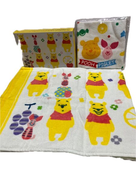 プレミアムグッズ★非売品★ Disney プーさん&ピグレット ハンドタオルとフェイスタオルの2枚セット