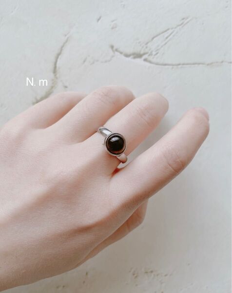 【No.R71】《ハンドメイドリング》天然石タイガーアイ(8mm)/サージカルステンレス/金属アレルギー対応/シルバーリング