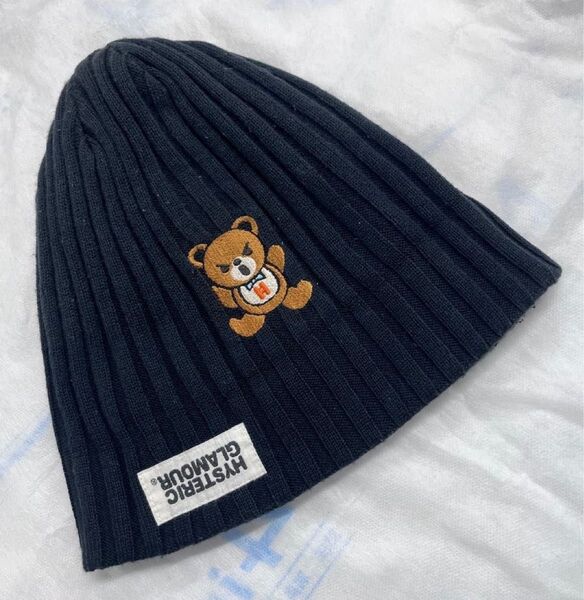 HYSTERIC BEAR 刺繍ニットキャップ ( 黒 )