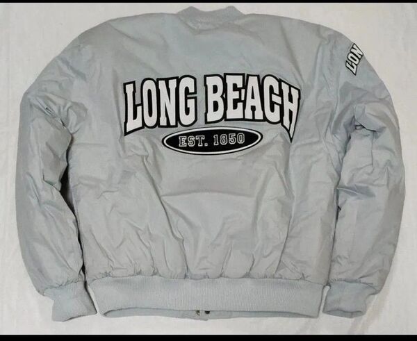 LONGBEACH バーシティジャケット XL グレー NICETY LBC スタジャン ロングビーチ ナイスティー