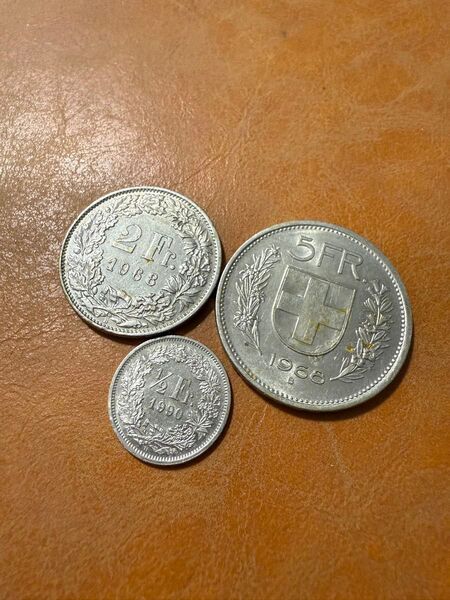 スイスフラン 硬貨 古銭 2FR.5FR 1968 1/2FR 1990