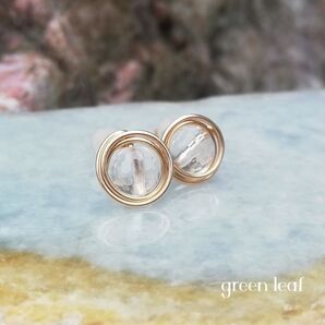 14kgf*ミラーボールカット*水晶の一粒ピアス