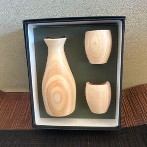 檜 ヒノキ 酒器3点セット 徳利 ぐい呑み