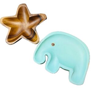 ウッドプレートセット★象★星★木のお皿★木製★クーポン利用におすすめ