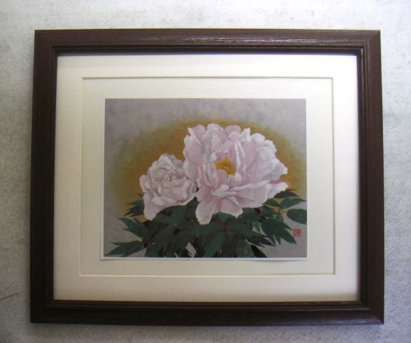 ◆Reproduction offset Okae Shin Winter Peony avec cadre en bois, achat immédiat◆, Peinture, Peinture à l'huile, Nature morte