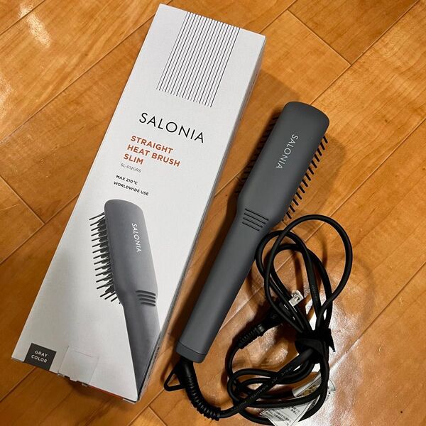 SALONIA ストレートヒートブラシ スリム SL-012GRS (グレー)