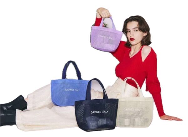 【新品】ダヴィネス トート コフレ(アイボリーメッシュバッグ)バックのみ DAVINES ITALY トートバッグ (アイボリー)