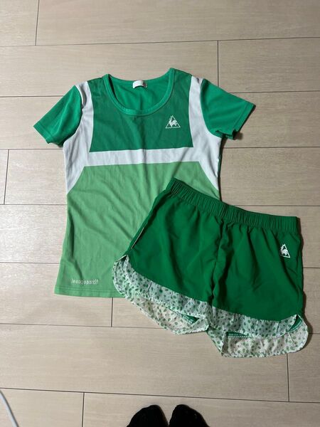 le coq sportif Tシャツ&ハーフパンツセットアップ レディース グリーン系