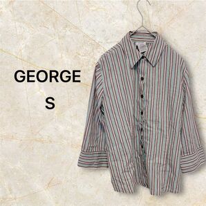 《値下げOK!》 GEORGE ストライプシャツ シンプル Sサイズ 古着 ストライプ柄
