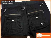 即決★BURBERRY BLACK LABEL★W30位 73 カーゴパンツ BMS42-618-09 バーバリー ブラックレーベル 黒 ジップポケット コットン TJ564 3g._画像1