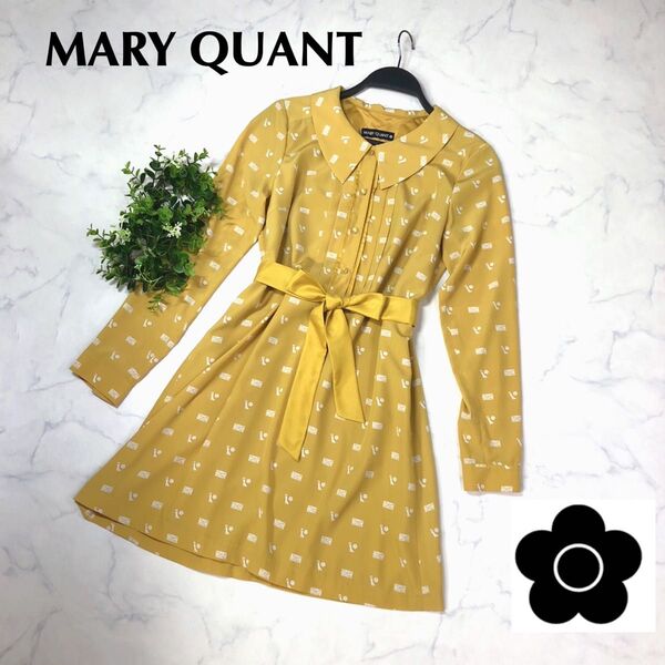 MARYQUANTマリークワントのウエストリボンワンピースMイエロー