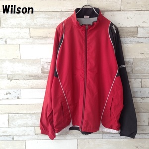 【人気】Wilson ウィルソン ナイロンジャケット レッド×ブラック 神奈川サレジオ学院テニス部 サイズL/4290