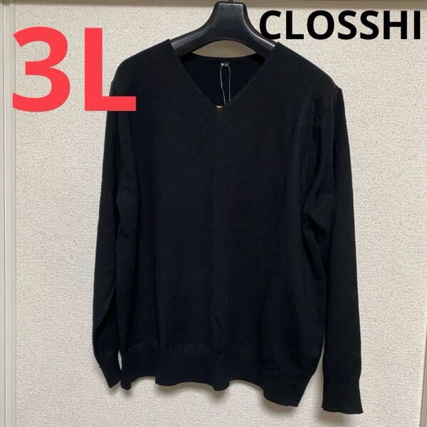 しまむら CLOSSHI 洗えるきちんとニットVネック3L