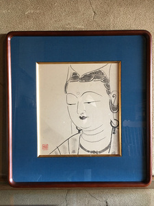 Art hand Auction Painting Bodhisattva, colored paper, used, antique, framed, inscribed, 20.02.08-3., Painting, Japanese painting, person, Bodhisattva