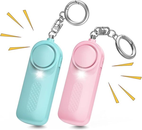 2個セットでお得!防犯ブザー 130dB LEDライト付き キーホルダー型大音量