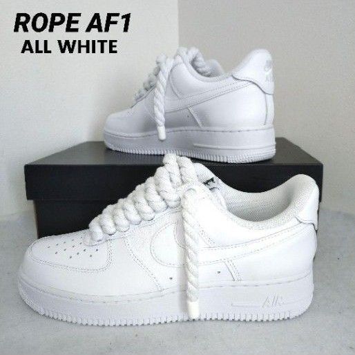 26.5cm ROPE AF1 ナイキ エアフォースワン ロープカスタム ALL WHITE ROPE AF1 ナイキ