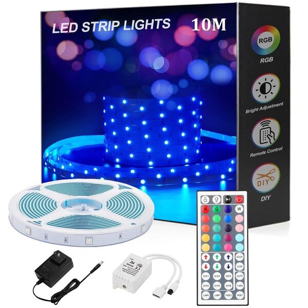 #WQHV【新品♪10M】Lightight LEDテープライト RGB 44キーリモコン DC12V 高輝度 SMD 5050
