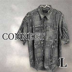 美品★ コネクト チェックシャツ 半袖シャツ 半袖 シャツ ヴィンテージ チェック 90s 古着 おしゃれ シャツ グレー