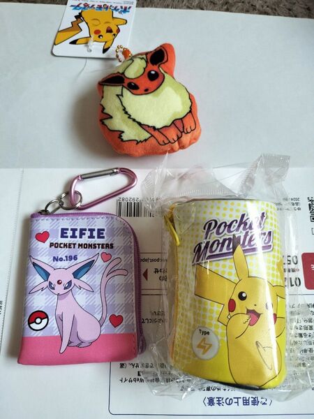 ポケットモンスター ナスカン付きミニスティックポーチ ピカチュウ ぬいぐるみ 3個