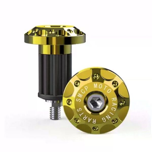 ハンドル エンドキャップ グリップエンド 左右セット オートバイ バイク 衝撃防止 2個セット イエロー ウエイト カスタム