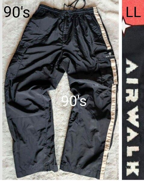 【激レア90s】AIRWALK ナイロンカーゴLLパンツ ストリートHIPHOP 秋冬 保温 ジョガーパンツ