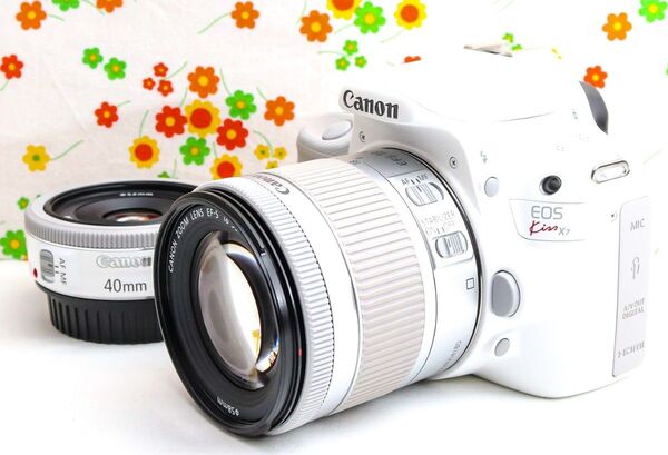 極美品☆Canon EOS kiss X7☆スマホに転送!☆ダブルレンズ!☆大人気ホワイト☆