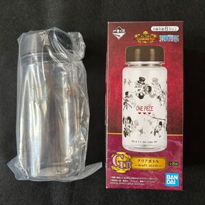 一番くじワンピース Legends over Time/G賞クリアボトル‐draft style‐/ルフィとナミ等麦わらの一味柄