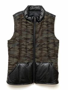  beautiful goods *SHELLAC camouflage ram leather down vest 46 shellac duck camouflage camouflage -ju leather 