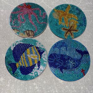 海洋生物デザイン コースター 4枚セット