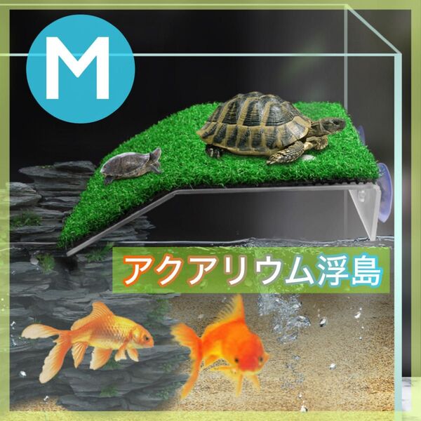 日向ぼっこ台 M 人工芝 亀 亀さん 日向ぼっこ 甲羅干し ペット アクアリウム 設置簡単 吸盤 アクアランド ペット 再入荷