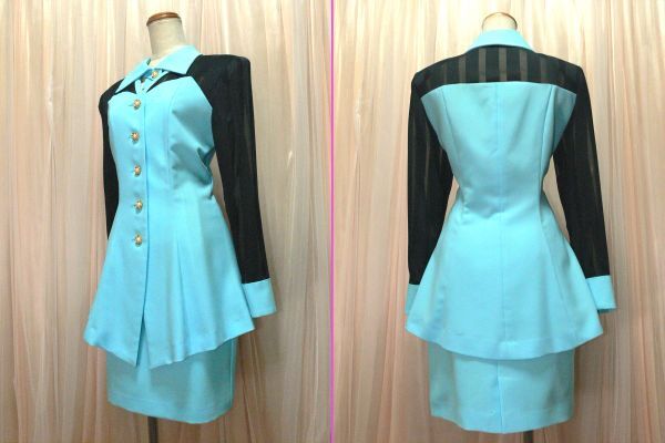 2-65☆BIN*パステル系水色*お水キャバ系&パーティ*スカートスーツ/M/W31~32.L63☆ 2-65☆BIN*パステル系水色*お水キャバ系&パーティ*スカートスーツ/M/W31~32.L63☆