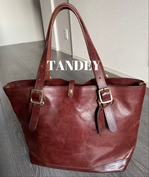 TANDEY ダークブラウン レザートートバッグ
