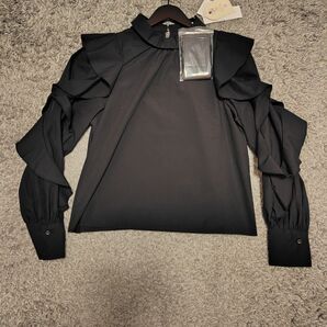 新品 辻希美 ブラック しまむら Ange Charme リボン ブラウス Sサイズ