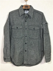 USA производства engineered garments Engineered Garments "в елочку" твид шерсть рубашка XS серый подбородок -тактный якорь кнопка 