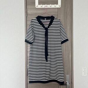 ボーダーロングシャツ