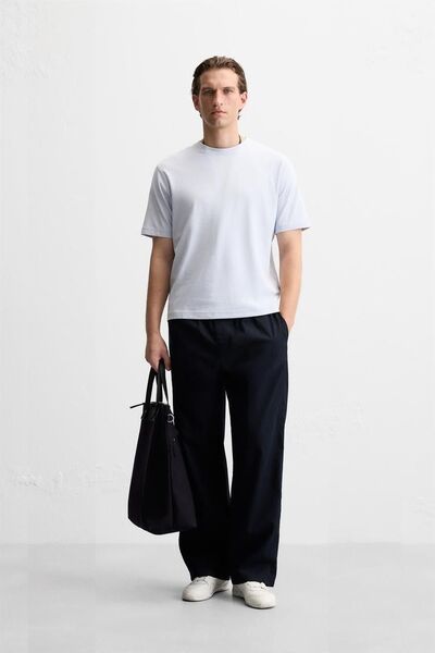 新品)Zara ラスティック Tシャツブルー 水色 XL