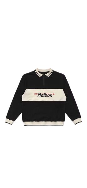 マルボンハーフジップトレーナー 長袖 黒 ロンT ブラック マルボンゴルフ MALBON GOLF ハーフジップ シャツ