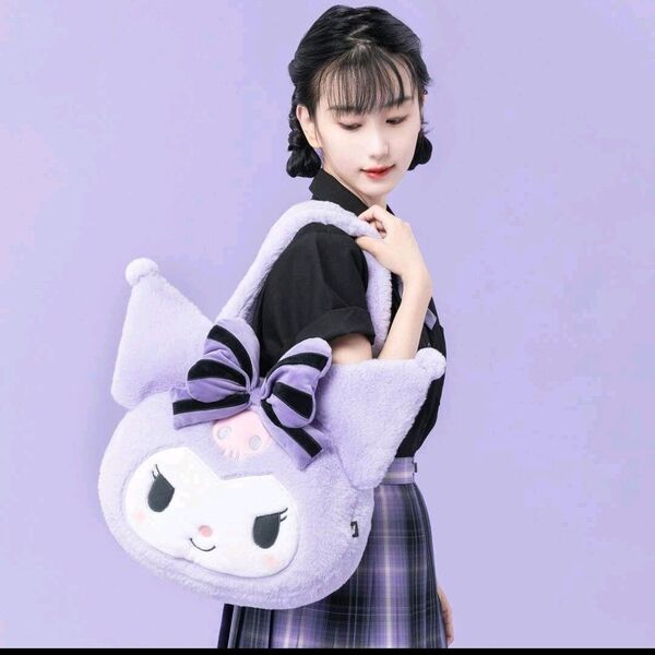 サンリオ クロミ ふわふわ フェイス トートバッグ マイメロディ ぬいぐるみ Miniso かわいい リボン ショルダーバッグ
