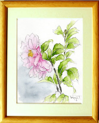 ■Non. 7147 Camellia de Kenji Tanaka/livré avec un cadeau, Peinture, aquarelle, Nature, Peinture de paysage