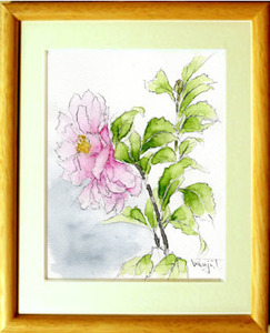 Art hand Auction ■No. 7147 Camellia by Kenji Tanaka/comes with a gift, Painting, watercolor, Nature, Landscape painting