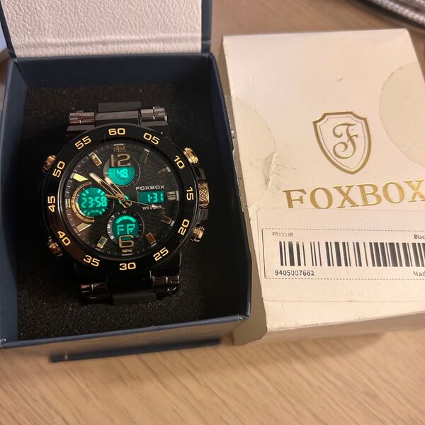【美品】FOXBOX 腕時計、黒、ケース径44mm