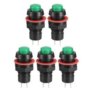 uxcell ラッチングスイッチ プッシュ 取付穴10mm グリーン 5個入り