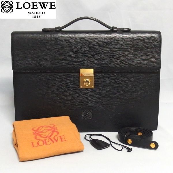 【極美品】ロエベ ゴヤ 2way ビジネスバッグ レザー ブルー 斜め掛け 極美品】ロエベ ゴヤ 2way ビジネスバッグ レザー ブルー 斜め掛け