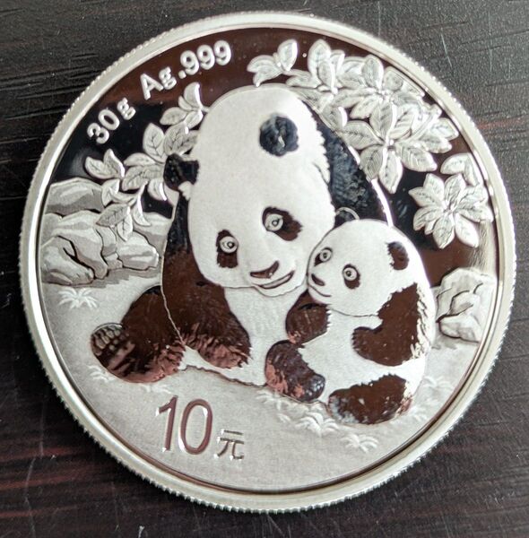 パンダ銀貨30g 2024年 プラケース次 (4枚目100円重量参考写真)