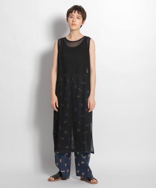 nico and... ニコアンド ノースリーブメッシュチュニックワンピース レイヤード ワンピース ブラック 完売商品
