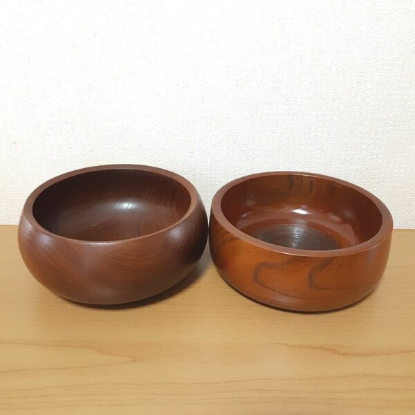 【未使用品】 木製 お菓子入れ ボウル 2個 天然木 けやき 昭和 レトロ 鉢